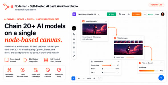 Nodeman – Self-Hosted AI SaaS Workflow Studio | JavaScript Application