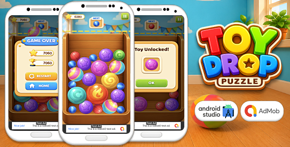 Toy Drop Puzzle – Android Studio Puzzle Game with AdMob Ads