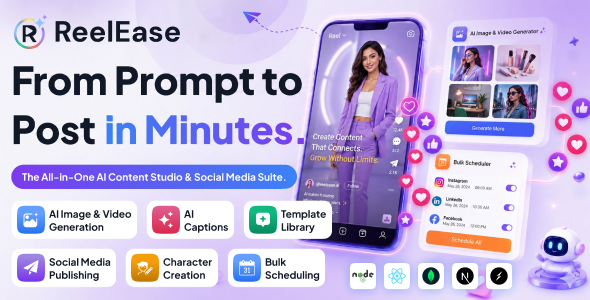 Reelease – AI Social Media Automation, Content Generation, AI Video & Viral Reels | Node.js