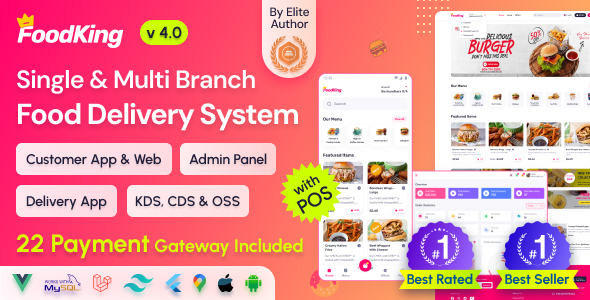 FoodKing – Restaurant Food Delivery System with Admin Panel & Delivery Man App | Restaurant POS 4.1