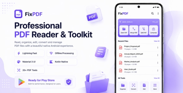 FixPDF – Ultimate Android PDF Tools & Document Utility App (Jetpack Compose, Kotlin, AdMob)