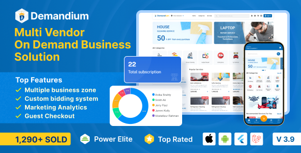 Demandium – Multi Provider On Demand, Handyman, Home service App with admin panel 3.9