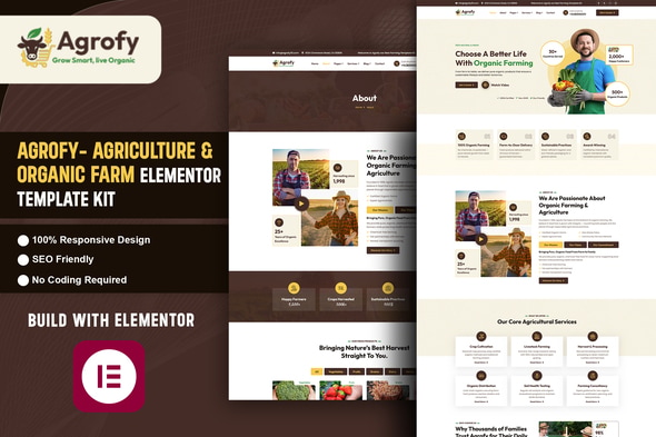 Agrofy – Agriculture & Organic Farm Elementor Template Kit