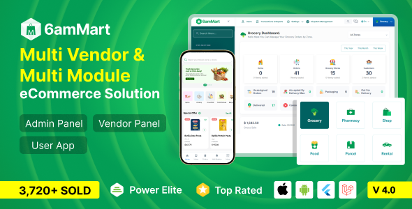 6amMart – Multivendor Food, Grocery, eCommerce, Parcel, Pharmacy delivery app with Admin & Website 4.0