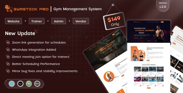 Gymstick Pro – Gym Management System | Website | Trainer | Vendor | Admin Panel | SaaS (MERN) 1.2