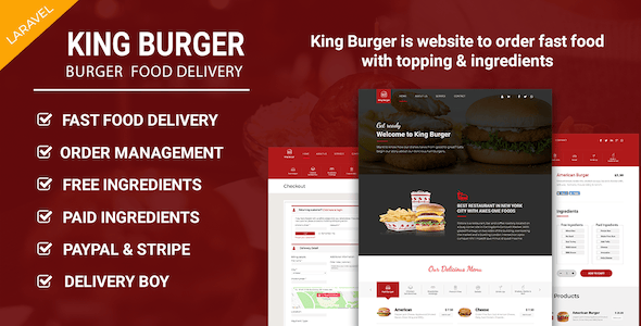 King Burger – Restaurant Food Ordering website with Ingredients In Laravel 1.5
