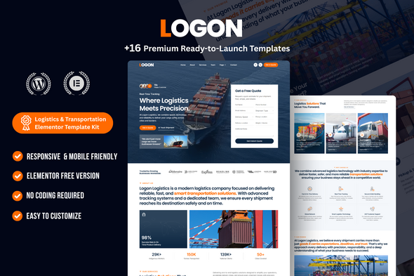 Logon – Logistics & Transportation Elementor Template Kit