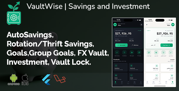 VaultWise | Savings and Investment Flutter App With Laravel Admin Panel
