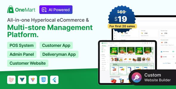 OneMart | Hyperlocal E-commerce Solution With Mobile App and Admin Panel