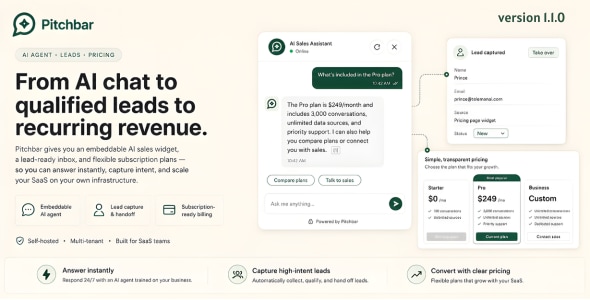 Pitchbar — Self-hosted SaaS Sales AI Widget for Any Website 2.0
