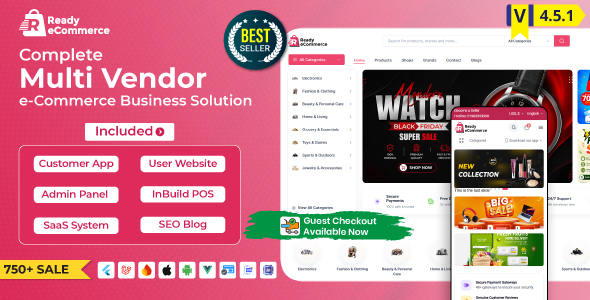 Ready eCommerce – Complete Multi Vendor eCommerce Mobile App, Customer Website with Store POS 4.5.1