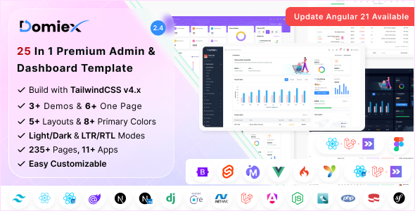 Domiex – Admin & Dashboard Template
