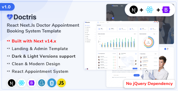 Doctris – React Next.js Doctor Appointment Booking System & Admin Dashboard Template