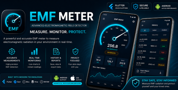 EMF Meter | Metal Detector and Magnetic Field App for Android and iOS (Flutter)