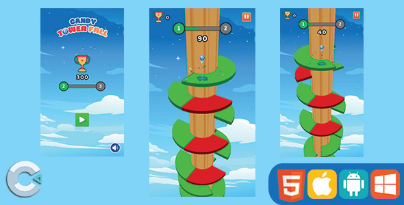 Candy Tower Fall (Construct 3 | HTML5)