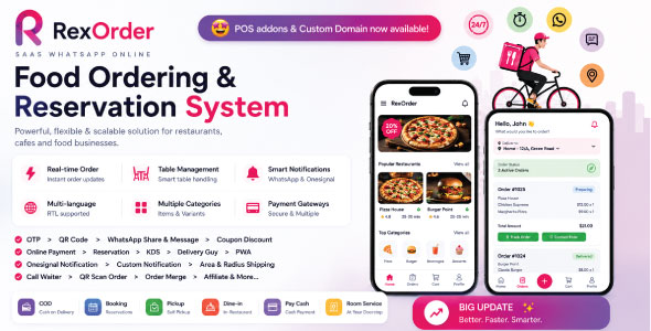 QrexOrder – SaaS WhatsApp Online ordering / Restaurant management / Reservation system 3.4.0 [Regular License]
