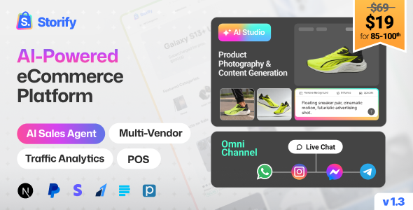 Storify – Multivendor eCommerce with POS, Digital products Marketplace, Omnichannel, AI Agent 1.3