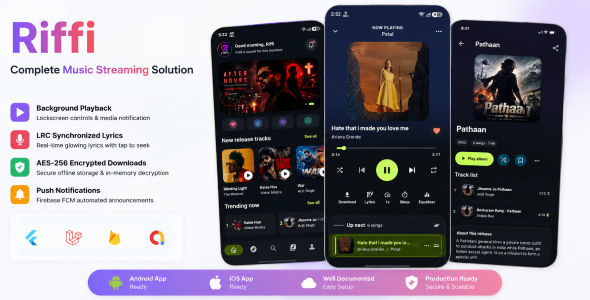 Riffi | Music Streaming Solution With Laravel, Flutter Mobile App and Admin Panel