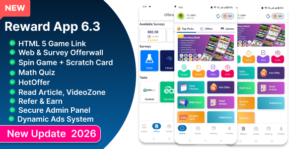 Reward App Lucky Spin + Offerwall + Html Game 6.3