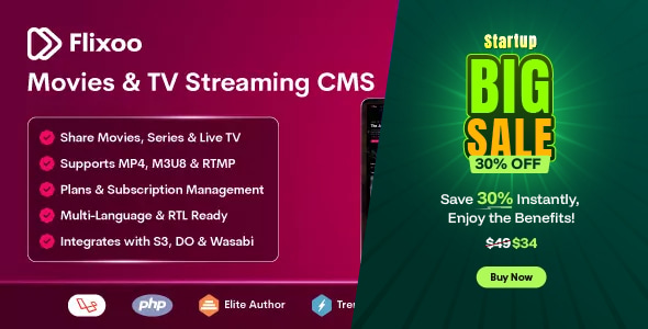 Flixoo – AI-Powered OTT CMS for Movies, Series & Live TV (Web + Mobile) with Monetization 1.4.0