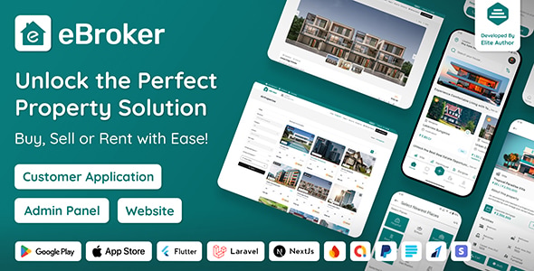 eBroker – Real Estate Property Buy-Rent-Sell Flutter app with Laravel Admin Panel | Web Version 1.6.0