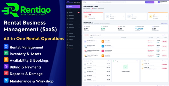 Rentiqo – Universal Rental Business Management System (SaaS)