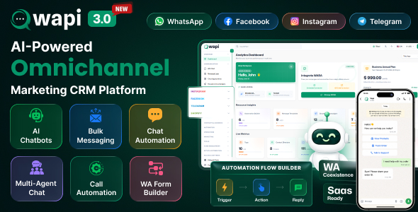 Wapi – WhatsApp CRM SaaS with Chatbot Flow Builder, API Automation & Multi-Tenant System 3.2