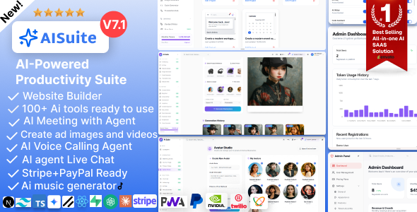 AI Suite – All-In-One SaaS AI Website Builder, Live Chat, AI Image, AI Video Generator, Gemini AI