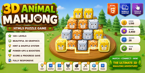 Animal Mahjong 3D | HTML5 Game