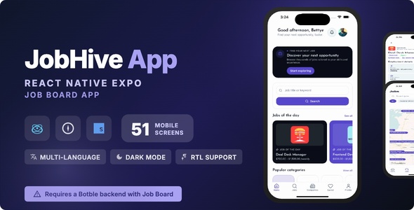 JobHive | React Native Expo Job Board Mobile App