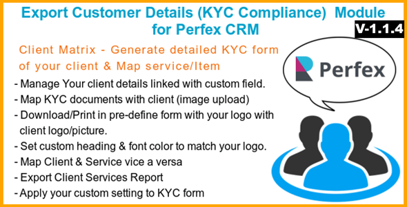 Export Customer Details (KYC Compliance) Module for Perfex CRM 1.1.4