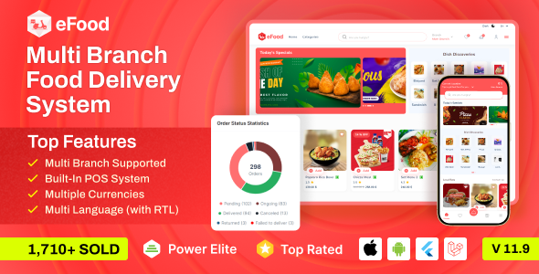 eFood – Food Delivery App with Laravel Admin Panel + Delivery Man App 11.9