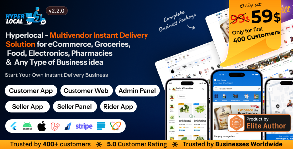 Hyperlocal – Multivendor eCommerce, Grocery, Food, Pharmacy Flutter Delivery app – Admin & Website 2.2.0