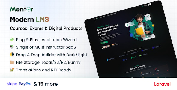 Mentor LMS – Learning Management System for Courses, Exams & Digital Downloads 5.5.0
