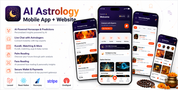 AstroTalky – AI Astrology App | Horoscope, Kundli & Chat | Android, iOS, Web & Admin | React+Laravel