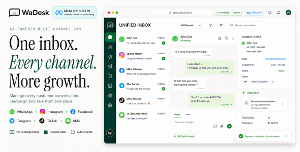 WaDesk SaaS | AI-Powered WhatsApp CRM, Automation, Chatbot Builder and Bulk Messenger 1.7