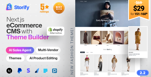 Storify – eCommerce CMS, POS, Multivendor eCommerce Marketplace, Digital Products & AI Sales Agent 2.2