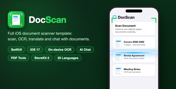 DocScan | AI Document Scanner App With OCR Text Extraction, PDF Tools and Subscriptions – SwiftUI