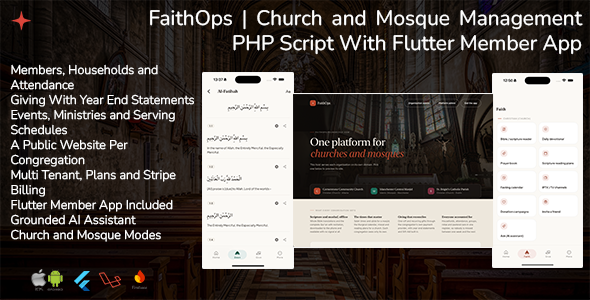 FaithOps | Church and Mosque Management Flutter Member App With Laravel Script