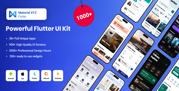 Material XYZ – Mega Flutter UI Kit & 38+ Complete Premium App Templates | Material 3