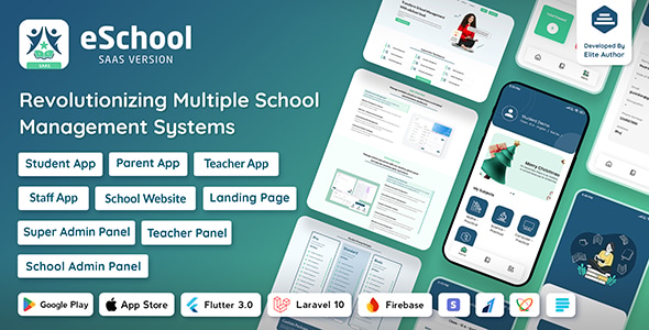 eSchool SaaS – School Management System with Student/Parent Flutter App, Student Web, Laravel Panel 1.11.0