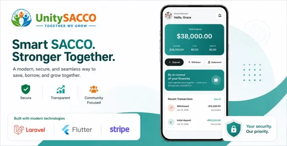 Unity Sacco | Savings and Credit Cooperative Management System With Laravel and Flutter