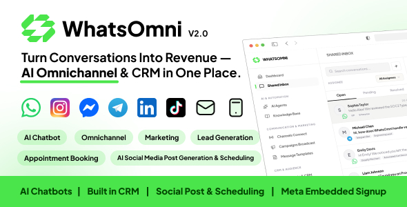 WhatsOmni – AI Omnichannel Messaging, CRM & Automation SaaS for Marketing, Leads, Sales & Support 2.0