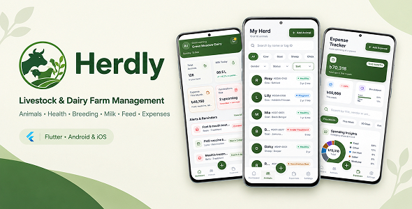 Herdly | Livestock and Dairy Farm Management App UI Kit