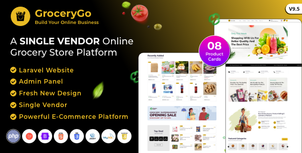 GroceryGo – Single Vendor Online Grocery Store Laravel Website Platform 9.7
