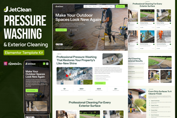 Jetclean – Pressure Washing & Exterior Cleaning Elementor Template Kit