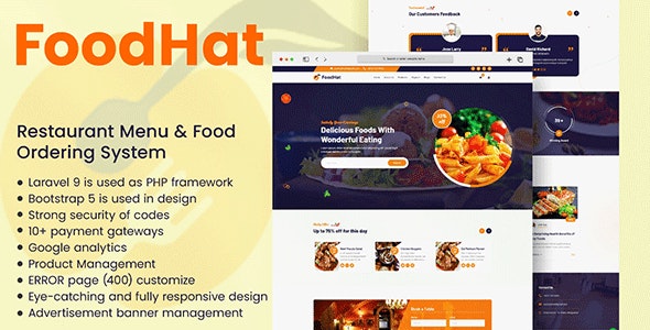 FoodHat – Restaurant Menu & Food Ordering System with Laravel Framework
