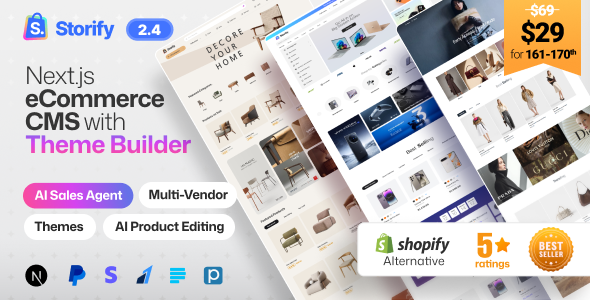 Storify – eCommerce CMS, POS, Multivendor eCommerce Marketplace, Digital Products & AI Sales Agent 2.4