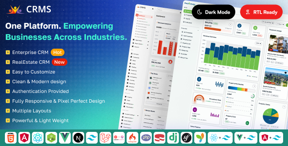 CRMS – CRM, Sales, Property CRM, Accounts & Business Admin Dashboard Template