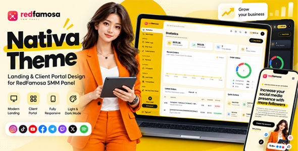 Nativa Theme – Landing & Client Portal Design for RedFamosa SMM Panel